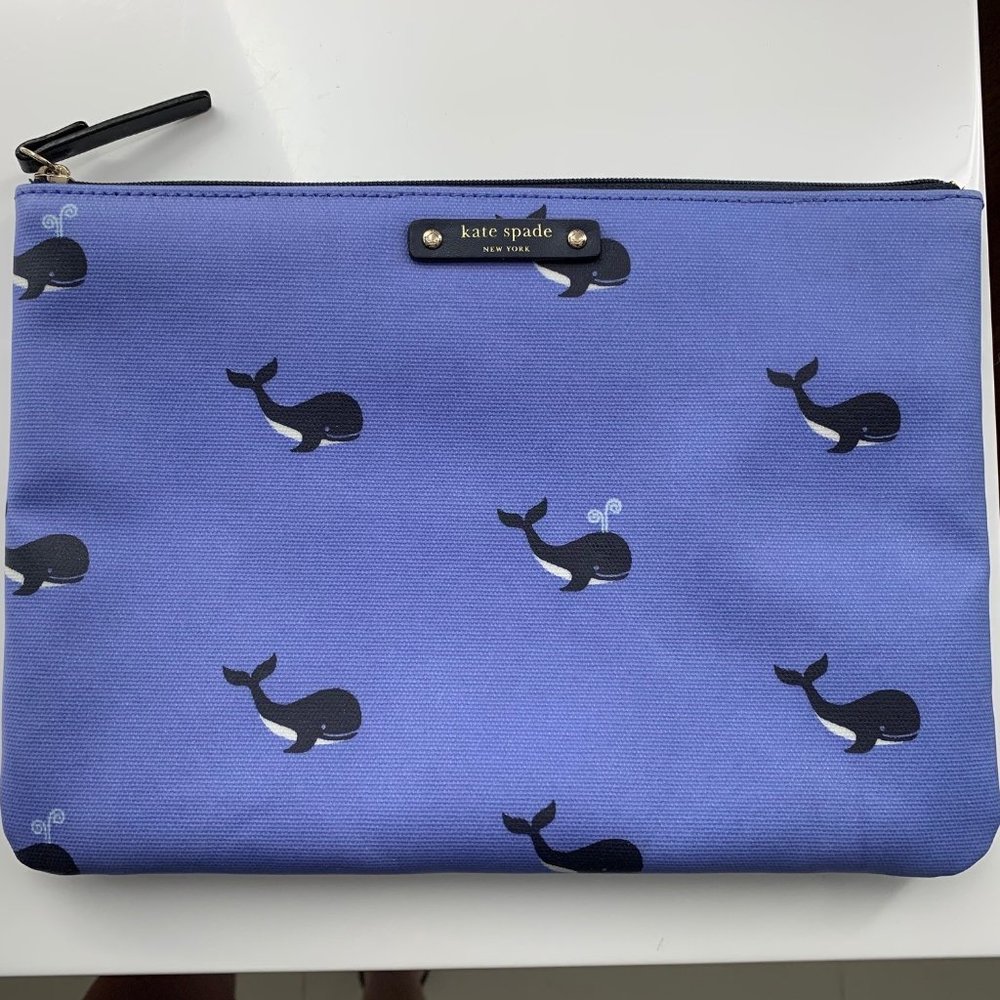 Kate Spade Blue Whales Zip Pouch